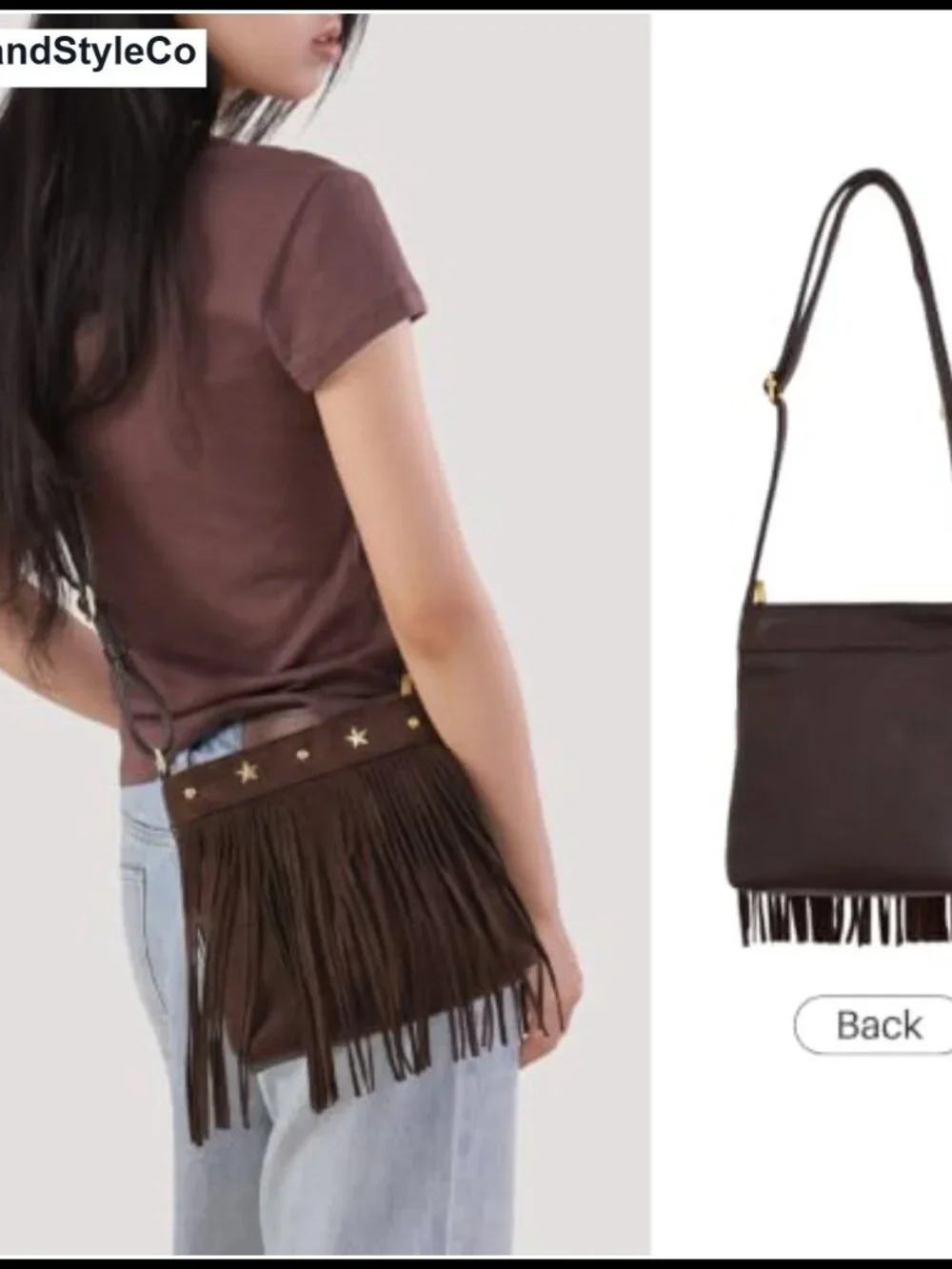 Western Fringe Crossbody Bag Suede Shoulder Purse Boho